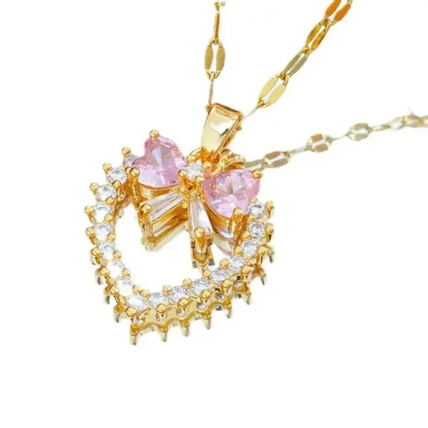 Wholesale Non-Fading Titanium Steel Heart Shaped Necklace Women's Fashion Trend Sweet Cool Style Design Versatile Lightweight Luxury