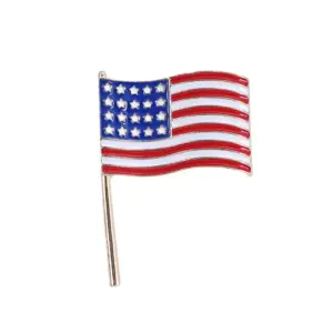 Wholesale Heart Shape Pin In Red Enamel Zinc Alloy Featuring Flag Brooches Design