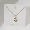 Wholesale PVD Coated Real Gold Plated 18K Gold Tulips 304 Stainless Steel Basic Simple Style Commute Waterproof Non Tarnish 304 Stainless Steel Lobster Trigger Clasp Closure Pendant Necklace