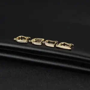 Wholesale Paper Clip Earrings For Women With Copper Posts, Electroplated And 14K Real Gold Plated Featuring Zircon Inlay
