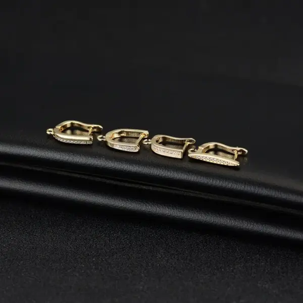 Wholesale Paper Clip Earrings For Women With Copper Posts, Electroplated And 14K Real Gold Plated Featuring Zircon Inlay