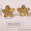 oly-ddfc3972052529995e27d1717c6dfeba Wholesale 201 Stainless Steel 304 Stainless Steel Horns Flower Electroplating Stone-Free Imitation Gold French Style Sweet Asymmetrical Ear Studs