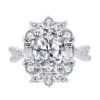 Wholesale Luxury Design imitation moissanite Oval pigeon egg carat diamond ring White Gold Group inlaid zircon ring female