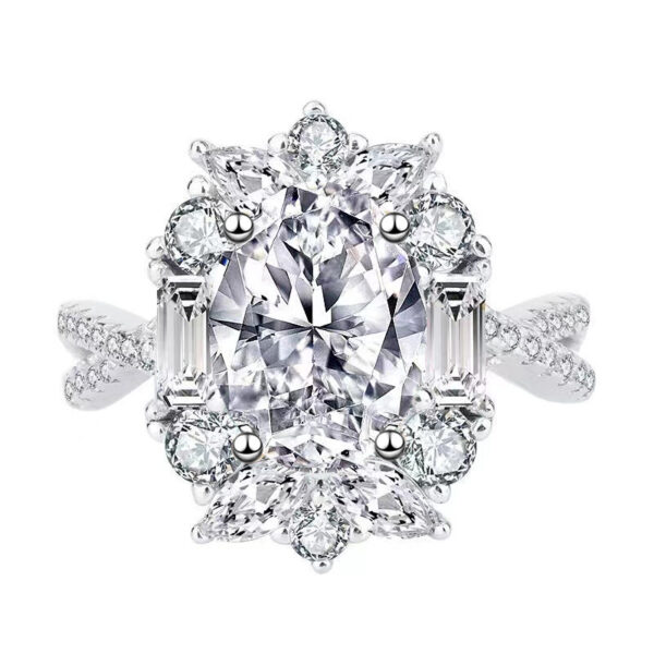 Wholesale Luxury Design imitation moissanite Oval pigeon egg carat diamond ring White Gold Group inlaid zircon ring female