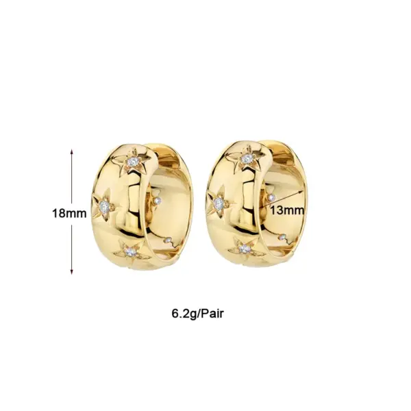 Wholesale 1 Pair Luxurious Classic Style Pentagram Circle Plating Inlay Copper Zircon 18k Gold Plated Earrings