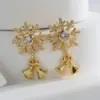 Wholesale 1 Pair Christmas Elegant Streetwear Snowflake Plating Inlay Copper Zircon Ear Studs