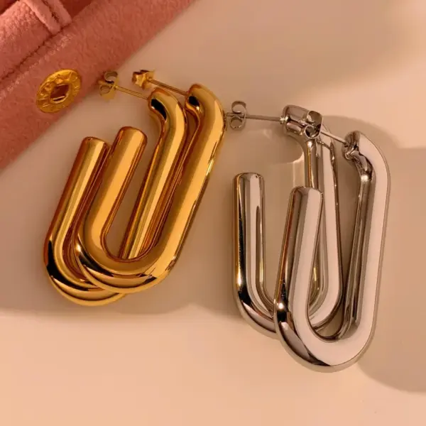 Wholesale 1 Pair Casual Solid Color 304 Stainless Steel No Inlaid 16K Gold Plated White Gold Plated Gold Plated Ear Studs