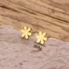 Wholesale Girls' Daily Mini Earrings Fashion 304 Stainless Steel 18K Gold Plated Vacuum Electroplating Cut Flower Leaf Simple Style Earrings
