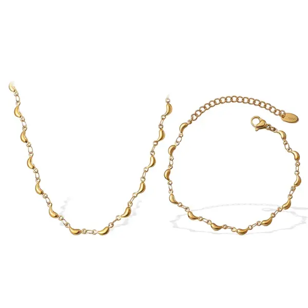 Wholesale Ion Plating (IP) Real Gold Plated 18K Gold Round 304 Stainless Steel IG Style Elegant French Style Waterproof Non Tarnish Jewelry Set