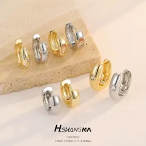 Wholesale Geometric Copper Earrings For Women With 14K Real Gold Plating And Zircon Inlay