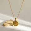 Wholesale Electroplated Portrait Pendant Necklace For Women With 18K Gold Plated Stainless Steel And Zircon, PVD Coated Snake Chain