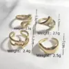 Wholesale Plasma Plated Steel Color 304 Stainless Steel Open Ring Snake-Shaped Cross Ginkgo Leaf Waterproof Non-Fading For Women