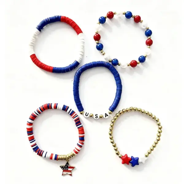 oly-de36e1c632c48b81143b42bf1c6308e2 Wholesale Fashionable Soft Clay Bracelet Set With Letters Stars And Hearts Stackable Unisex Anniversary Celebration Bracelets
