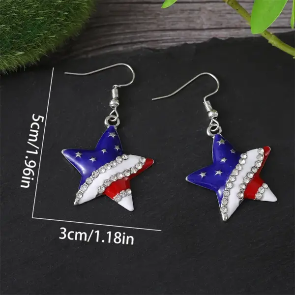 oly-de3db483feb138125b4e9025bb929dd8 Wholesale 1 Pair Classic Style Star American Flag Plating Zinc Alloy Drop Earrings