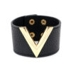 Wholesale Fashion Jewelry Korean Style Textured PU Leather V-Shaped Distinctive Women's Wide Bracelet Bracelet Multicolor