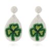 Wholesale San Pa Festival Clover Fabric Rice Bead Earrings Creative Irish Festival Hand-sewn Earrings
