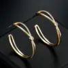 Wholesale C Shape Hoop Earrings For Women With Bezel Setting, Electroplated Copper And Zircon Inlay, Featuring 925 Sterling Silver Posts
