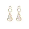 Wholesale Gourd Stud Earrings For Women Featuring Electroplated Copper With Mother-of-Pearl Shell Inlay And 925 Sterling Silver Posts