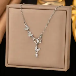 【8222】Butterfly Tassel Necklace【silver】