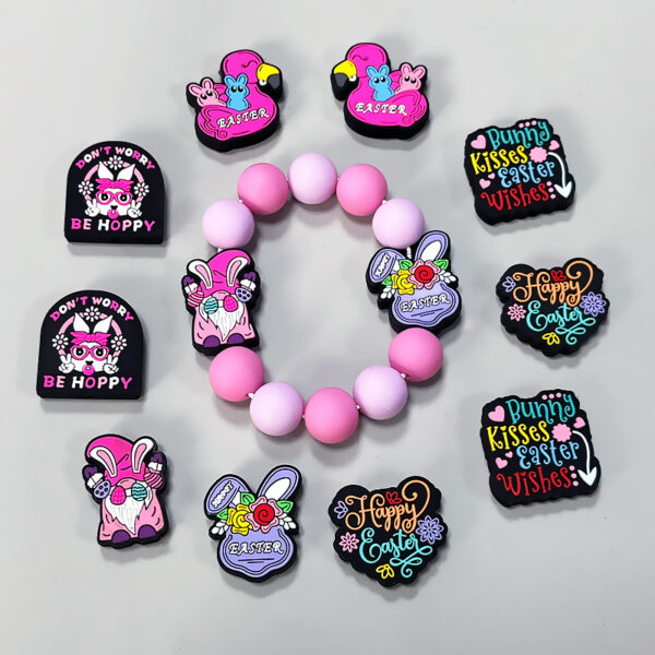oly-de71cf00171c1b3d379e0bcedede8d83 Wholesale Drop Glue Silicone Easter DIY Bead Accessories Cartoon Rabbit Bead Pen Stereo Dwarf Beads