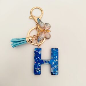 Blue letter keychain pendant/H