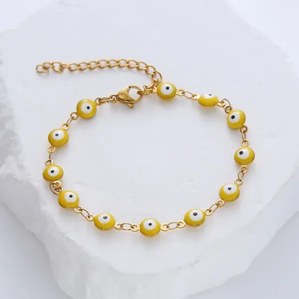 Wholesale 304 Stainless Steel Devil's Eye Simple Style Enamel Bracelets