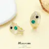 Wholesale C Shape Earrings For Women With 925 Sterling Silver Posts, Copper Base, 14K Real Gold Plated And Rhinestone Inlay