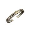 Wholesale Xiangjia Double C Letter Diamond Piercing Leather Small Chanel Style Bracelet Retro Fashion All-match High-end Chanel Grandma Bracelet