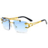 Wholesale Fashion Personality Frameless Leopard Head Double Beam Sunglasses Trend Outdoor Driving Personality Trend Sunglasses