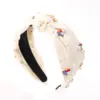 Wholesale Pearl Headband With Flag Knot Beaded Hair Accessory Simple Wide Edge Fabric Art Independence Day Theme