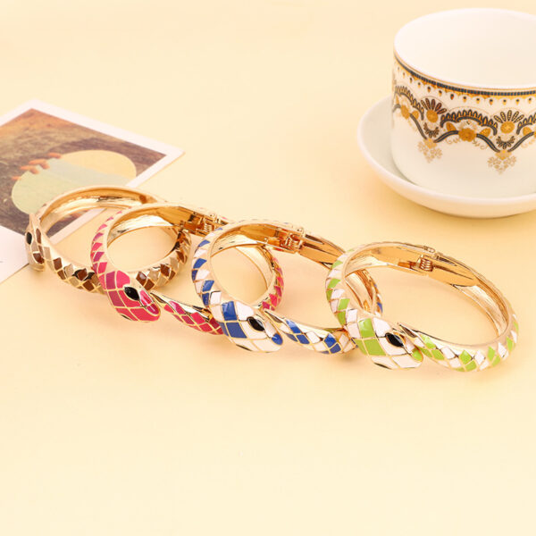 oly-dea32618fa0c5098a5b75a1dbfc2c6fd Wholesale spirit snake color matching enamel drop oil bracelet creative fashion cloisonne bracelet factory direct
