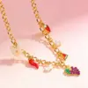 Wholesale Waterproof Fruit Necklace For Women, 304 Stainless Steel With 18K Gold Plated Finish And Zircon Inlay, Box Chain