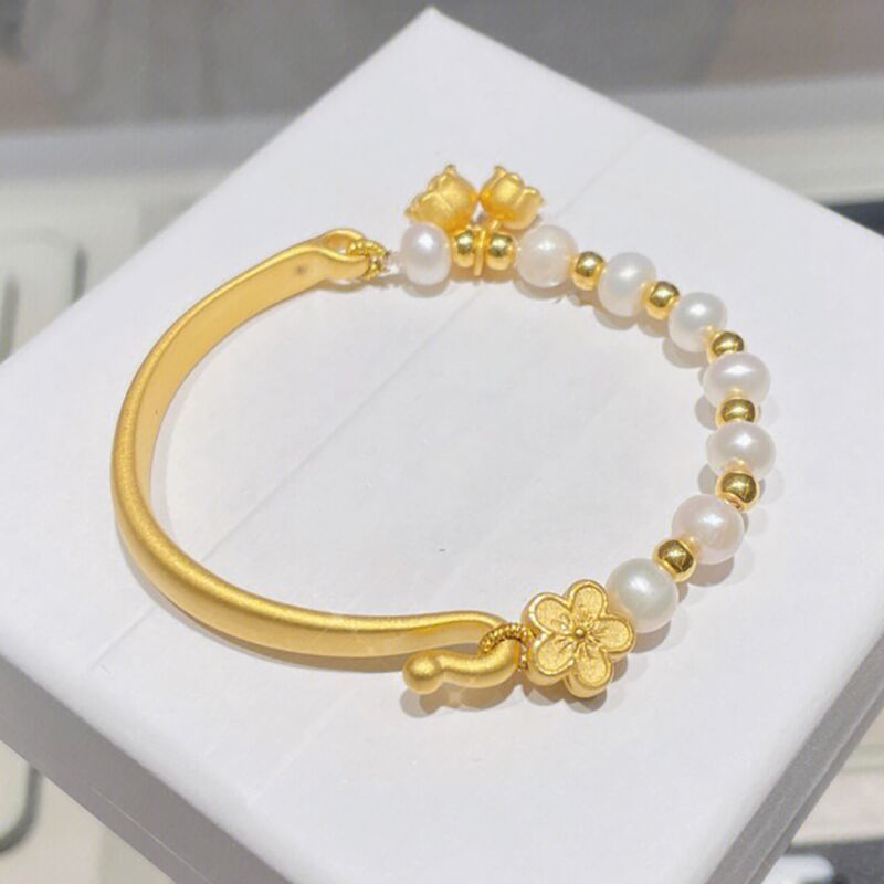 Wholesale New Internet Celebrity TikTok Same Style Pearl Blossom Orchid Peach Blossom Half Bracelet Niche Design Bracelet for Girlfriend