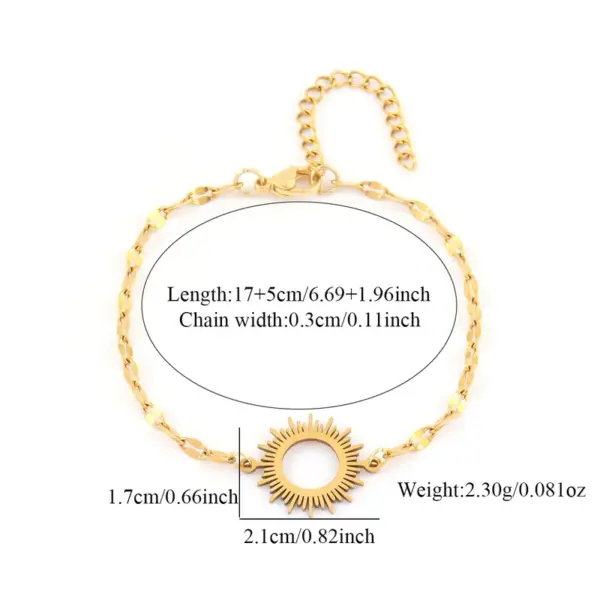 Wholesale Classic Sun Shape Stainless Steel Bracelet In Gold And Silver For Women Elegant Simple Style With Lobster Clasp Daily Use