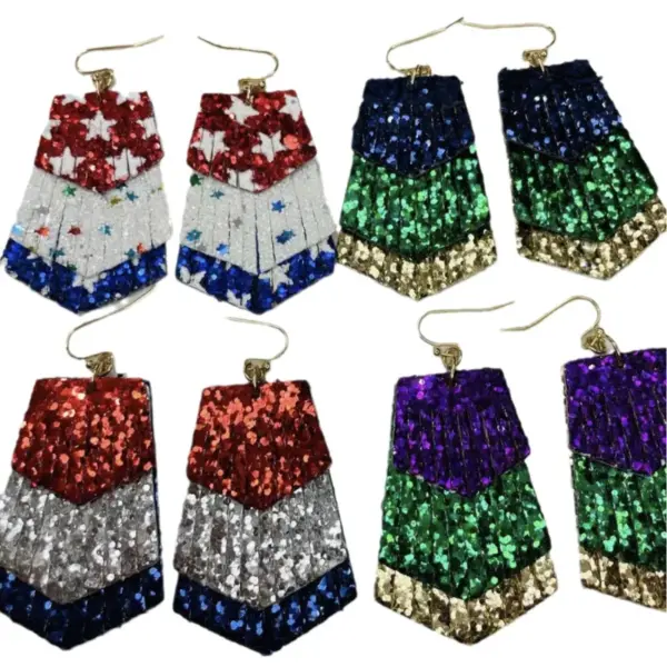 oly-deb5684dd4ef314474ef5e42456a0c7a Wholesale Christmas Series Tassel Trapezoidal Shaved Glossy Leather Earrings Faux Leather Jewelry Accessories