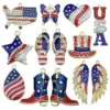 Wholesale American Independence Day Flag Alloy Jewelry DIY Pendant Earrings Necklace Boots Wings Pentagram Oil Drop Zinc Material