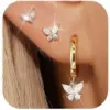Wholesale Elegant Butterfly Stud Earrings Set With Embedded Zirconia Stones Simple Style Women's Fashion Jewelry Accessories - Nihaojewelry
