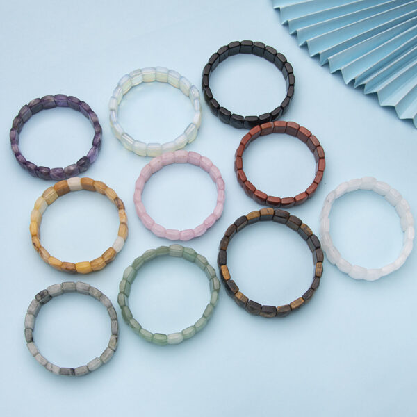 Wholesale Creative Fashion Natural Stone Crystal Facet Rectangular Hand Row Square Brand Bracelet Semi-precious Stone Agate Bracelet Bracelet