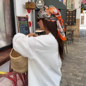 Wholesale Versatile 70cm Square Silk Scarf Women's Casual Headscarf Street Style Sun Protection Small Shoulder Wrap Hair Scarf