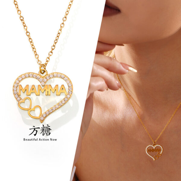 oly-def85ee7ecc715023efeb66c4b941434 Wholesale Sugar Double Layer Dopamine Natural Stone Heart-Shaped Letter Clavicle Necklace Light Luxury Stainless Steel Jewelry