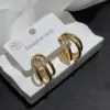 Wholesale Earrings Ear Studs Arc Gradient Earrings Round Beads C-shaped Imitation Gold Plated Earrings For Banquet Fashion Show
