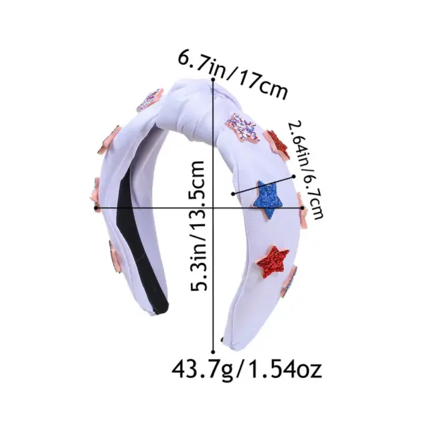 Wholesale American Independence Day Wide Fabric Heart Star Headband Party Holiday Hair Accessories Black White Green Red Dark Black Pink