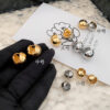 Wholesale Spherical Earrings Ear Buckle Simple Copper Gold Plated Metal Ball Earrings French Fashionable Ear Buckle