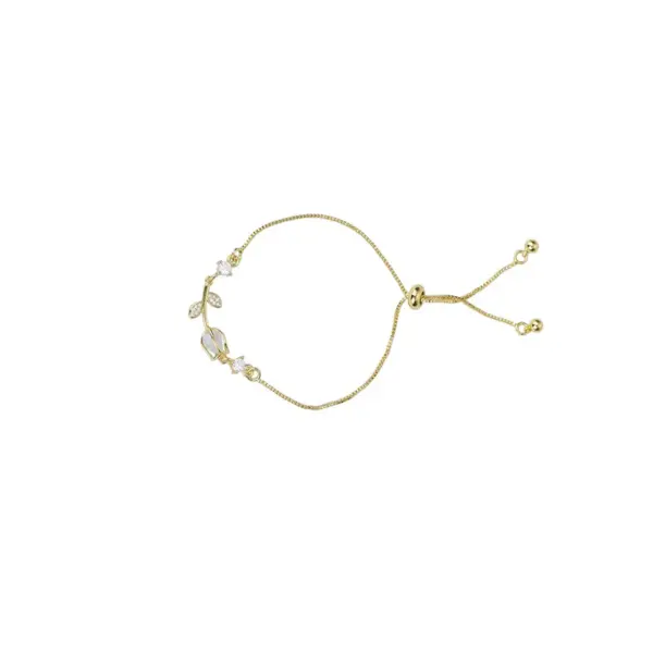 Wholesale Jewelry Fairy Style Flower Copper Cat's Eye Stone Plating Inlay Bracelets