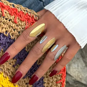 Wholesale PVD Coated Real Gold Plated 18K Gold Geometric 304 Stainless Steel Casual Simple Style Waterproof Non Tarnish Open Rings