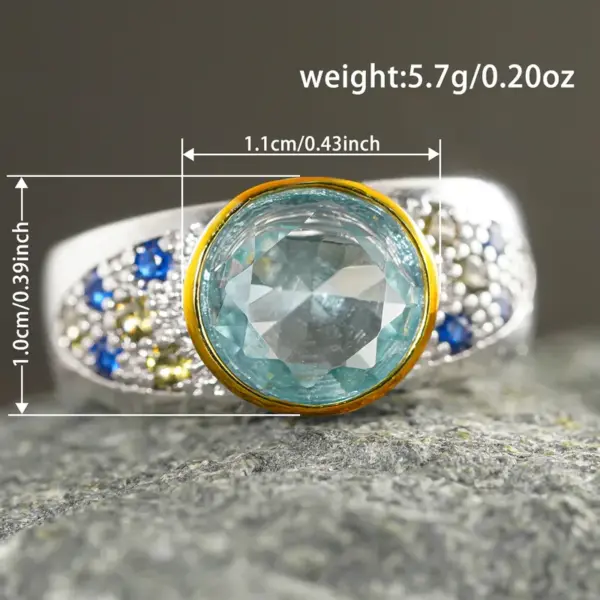 Wholesale Geometric Women’s Ring With Claw Setting, Copper Base With White K Water Plating, Featuring Zircon Inlay