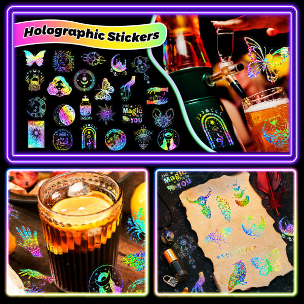 oly-df30d7bacf6c295b6c15dabe2cc84eee Wholesale Sell 100 transparent laser stickers PET creative diy retro laser hand account holographic stickers