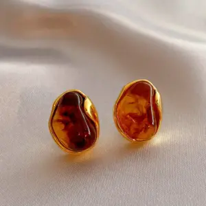 2# Silver Needle-Coffee-Oval Irregular (Real Gold Plating)