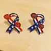 Wholesale Electroplated Alloy Flowers Pin, Flag Brooches For American National Day