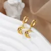 Wholesale Three-dimensional Sun Stud Earrings For Women In 304 Stainless Steel With 18K Gold PVD Coating And Zircon Inlay
